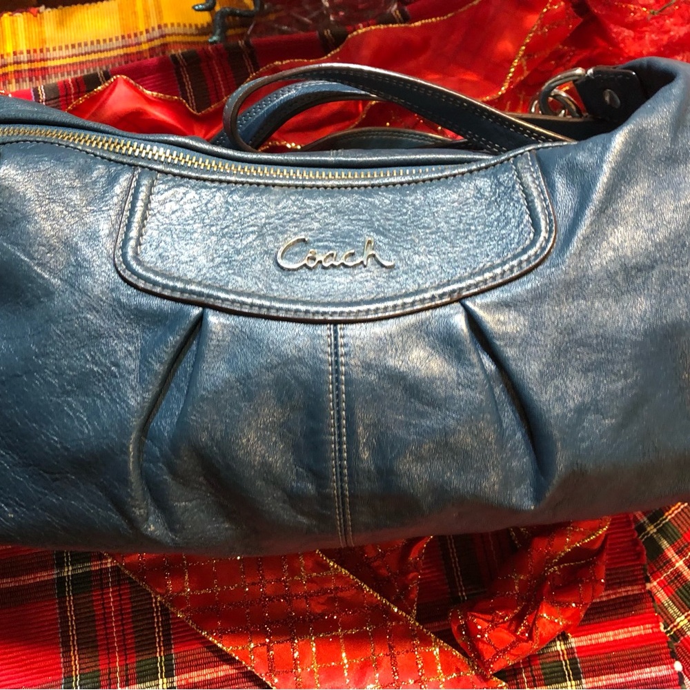 Coach Vintage Blue Leather Shoulder or Cross Body and Hand Bag